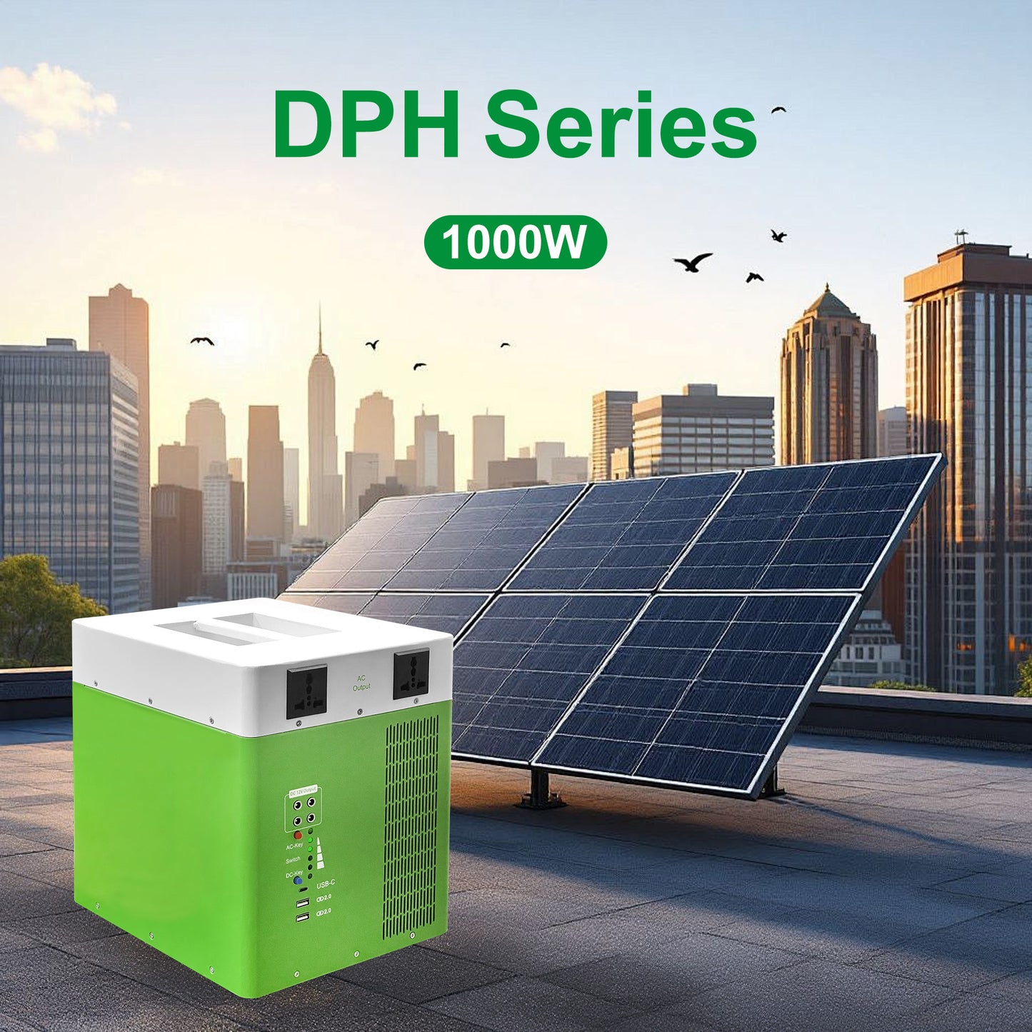 Portable Solar Power Bank 1000W inverter pure sine output with large battery capacity